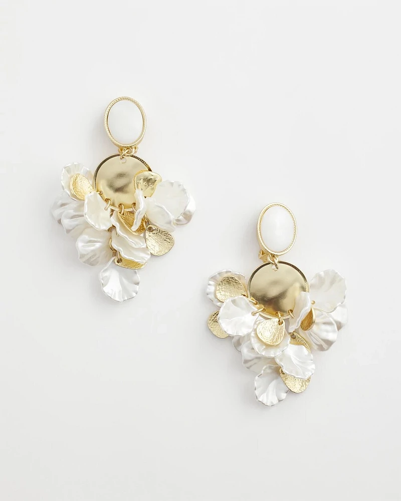 Antique Gold & Seashell Chandelier Earrings
