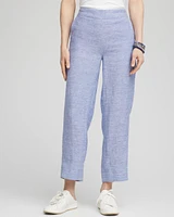 Linen Pull On Waist Cropped Pants