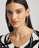 No Droop® Silver Tone Linear Clip-On Earrings