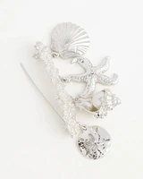 Silver Tone Seashell Bar Brooch