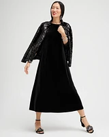 Velvet V-Back Midi Dress