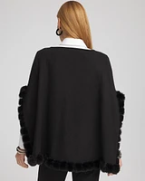 Faux Fur Trim Cashmere Blend Poncho