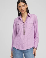 Split Cuff Denim Pocket Shirt