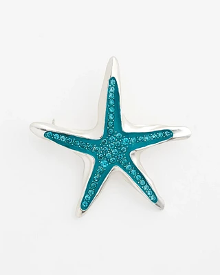 Blue Diamond-Effect Starfish Brooch