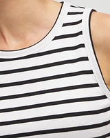 Stripe Ribbed High Neck Tank