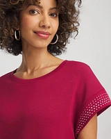 Zenergy® Scuba Embellished Short-Sleeve Top
