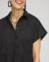 Poplin Diagonal Button Front Dress