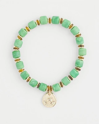 Square-Cut Beaded Sun Charm Bracelet