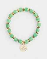 Square-Cut Beaded Sun Charm Bracelet