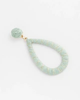No Droop™ Raffia Teal Teardrop Earrings
