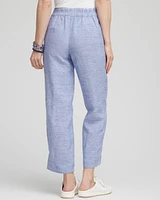 Linen Pull On Waist Cropped Pants