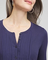 Pleated Placket Henley Tee
