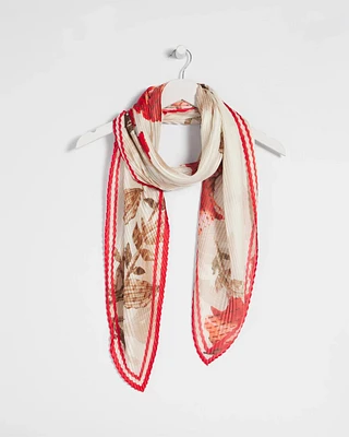 Floral Diamond-Cut Satin Scarf