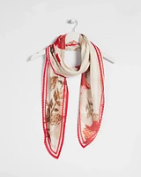 Floral Diamond-Cut Satin Scarf