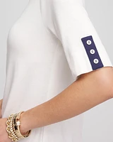 Pima Colorblock Bateau-Neck Tee