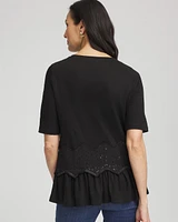 Chevron Sequin Peplum Linen Tee