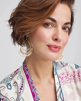 No Droop® White Fringe Hoop Earrings