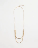 Double-Strand Gold Tone Disc Necklace