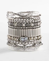 Silvertone Freshwater Pearl Stretch Bracelet