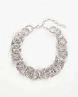 Silvertone Concentric Circles Statement Necklace