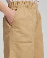 Cotton-Linen Pull-On Utility Shorts