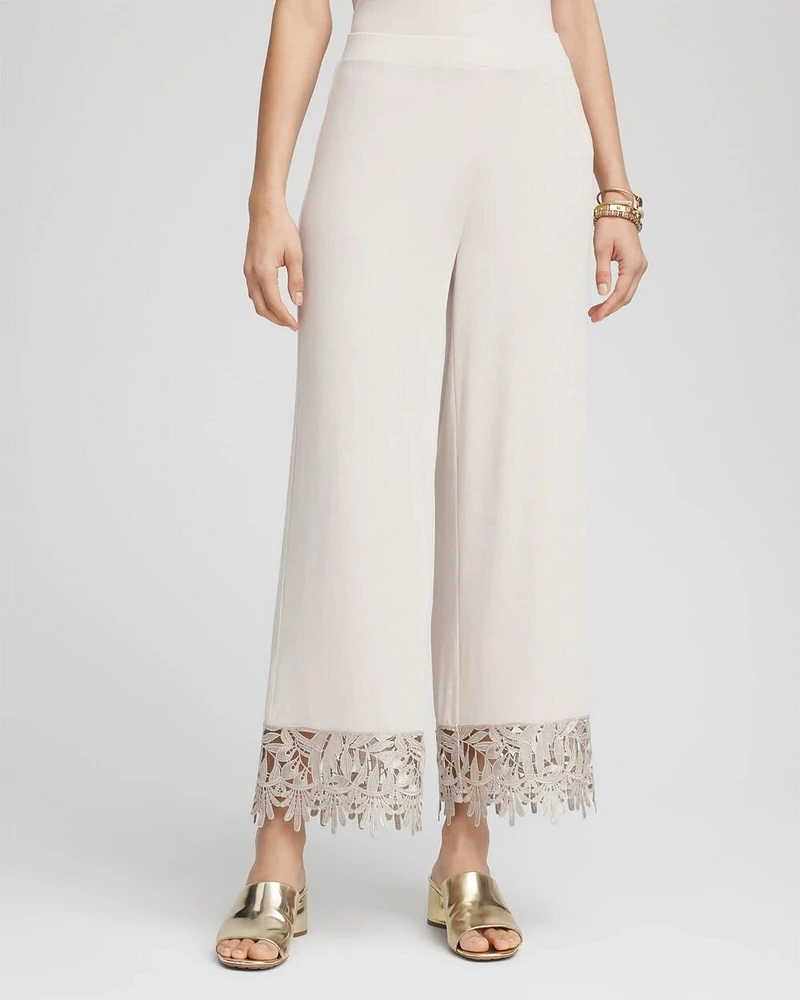 Petite Travelers™ Lace Trim Cropped Pants