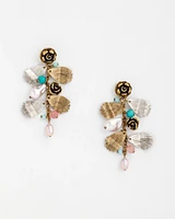 Floral Pearl Charm Earrings