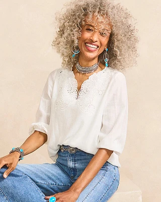 Embroidered Cutout Blouse