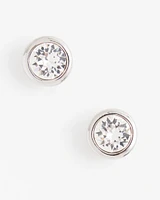 Silver Tone Crystal Stud Earrings
