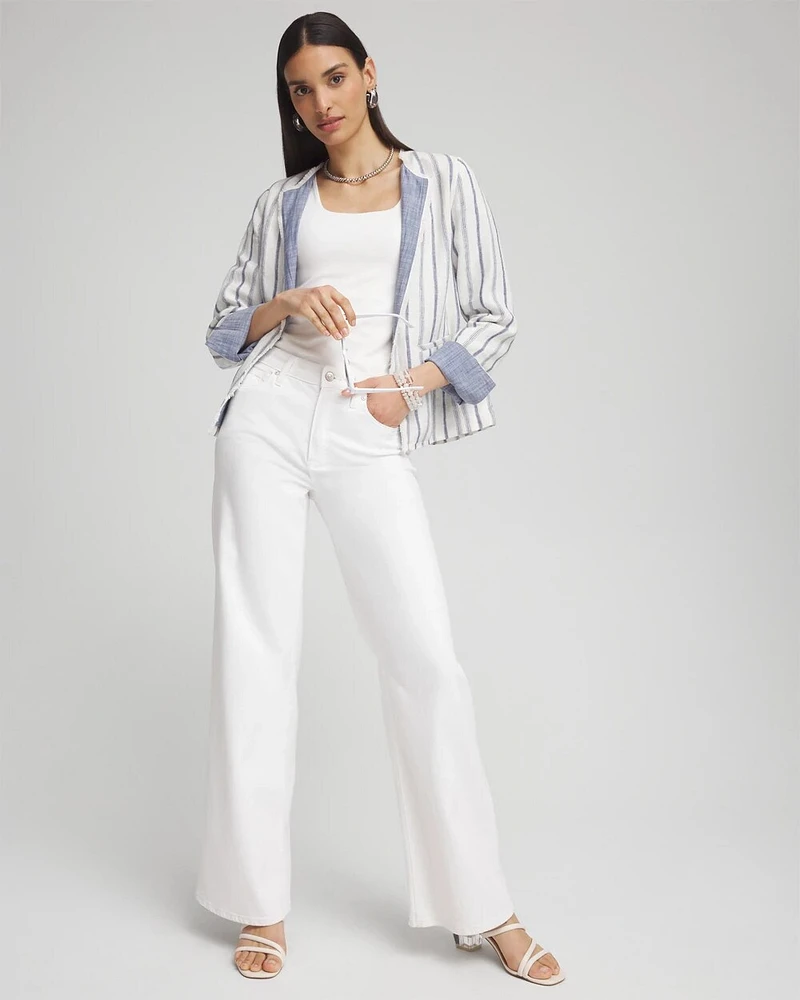 Stripe Linen Frayed Jacket