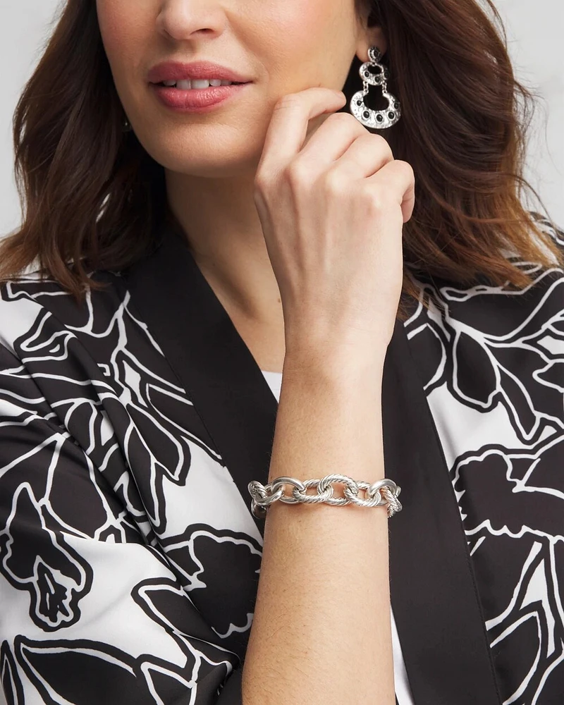 Silver-tone Textured Chain Bracelet