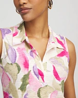 Watercolor Slub Sleeveless Collared Tunic