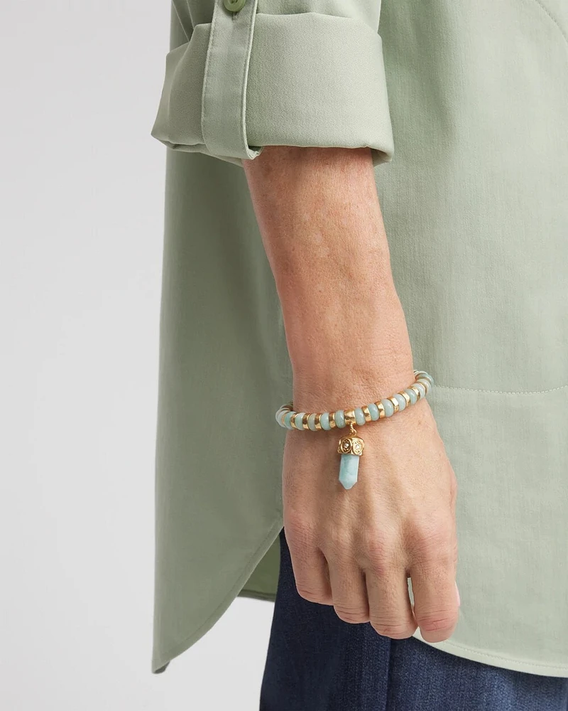 Mint Stone Bead Stretch Bracelet