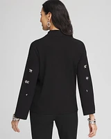Embellished Mockneck Pullover Sweater
