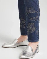 Floral Embroidered Pull-On Ankle Jeggings