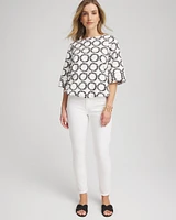 Geo Print Boatneck Bubble-Hem Top