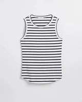 Stripe Ribbed High Neck Tank