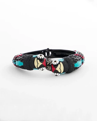 Raffia Parrot Hinge-Cuff Bracelet