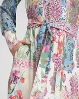 Belted Paisley Patch Maxi Shirtdress