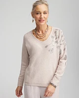 Sequin V-Neck Pullover Sweater
