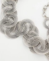 Silvertone Concentric Circles Statement Necklace