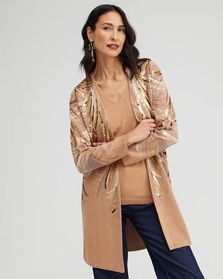 Embellished Jacquard Cardigan Sweater