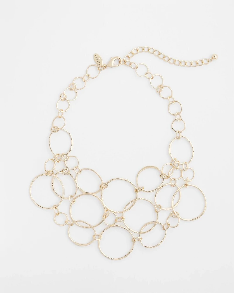 Short Goldtone Multi-Strand Link Necklace