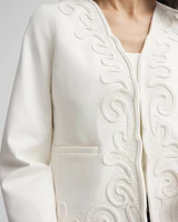 Collarless Soutache-Trim Jacket