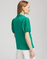 Eyelet Short Sleeved Top