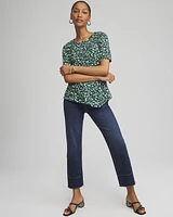 Dots Asymmetrical Elbow Sleeve Tee