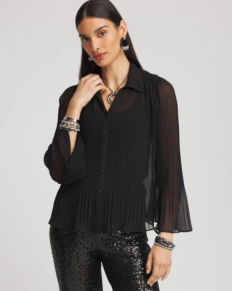 Sheer Pleated Blouse