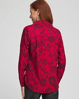 No Iron™ Red & Black Floral Shirt