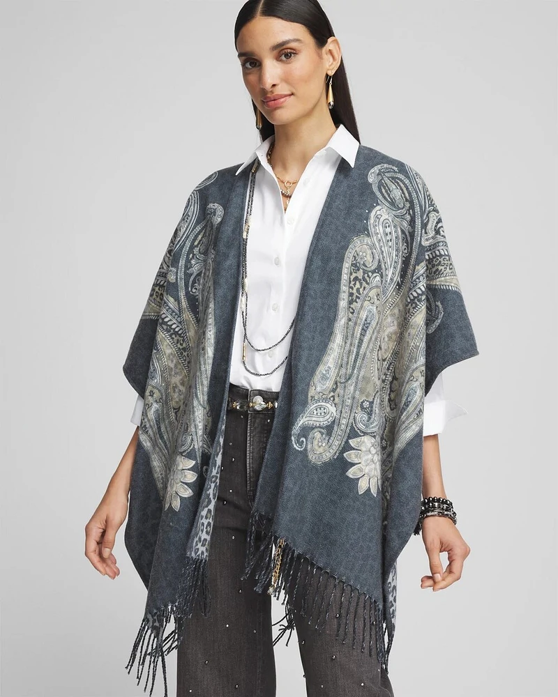 Paisley Leopard Reversible Ruana