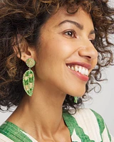 No Droop® Glass Bead Leaf Earrings
